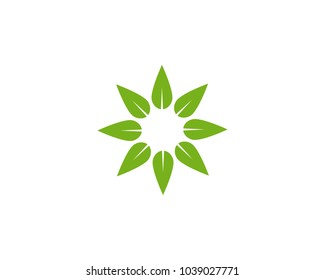 Leaf Green Star Icon Vector Logo Design Template