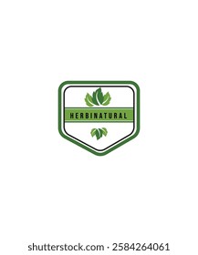  leaf green tea coffee herbal health drink cafe restaurant, shield herbal tea logo,  vector illustration