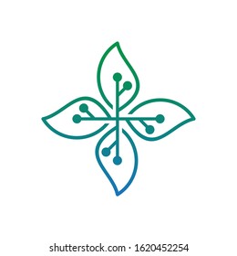 Leaf green tech logo designs template