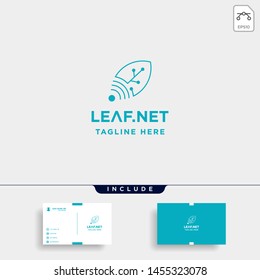 leaf green technology logo design nature tech symbol icon illustration
