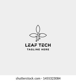 leaf green technology logo design nature tech symbol icon illustration