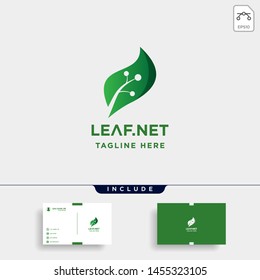 leaf green technology logo design nature tech symbol icon illustration