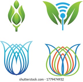 Leaf Green Technology logo designs concept vector