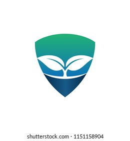 leaf green and tree logo template