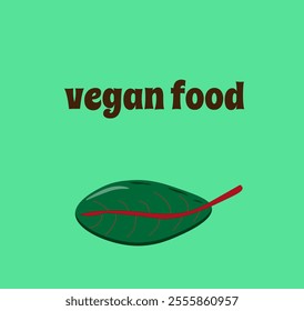 leaf green vegan food text on a green background ,