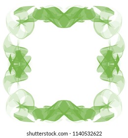 leaf green watercolor art nouveau veil bow frame border pattern, vector illustration