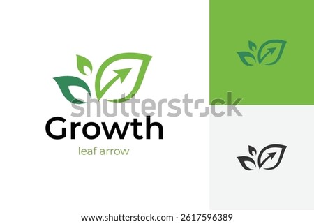Leaf grow up logo icon design with arrow vector illustration graphic symbol for financial growth logo design