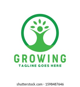 Leaf Growing Logo Design For Company And Business