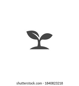 Icono de crecimiento de hojas Gráfico de vectores blanco y negro