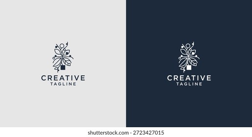 leaf growth icon logo design