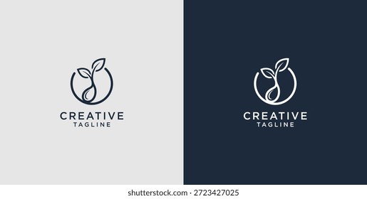 Diseño de logotipo de icono de crecimiento de hojas