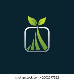 Leaf Growth Icon Logo Template