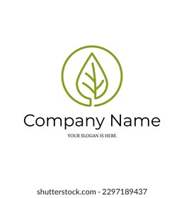 Diseño del logotipo de crecimiento de hojas para ecología, biología, microverde