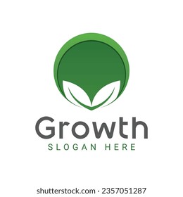 Leaf Growth Logo Design Green Nature Agriculture Logotype