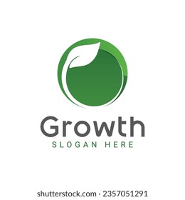 Leaf Growth Logo Design Green Nature Agriculture Logotype