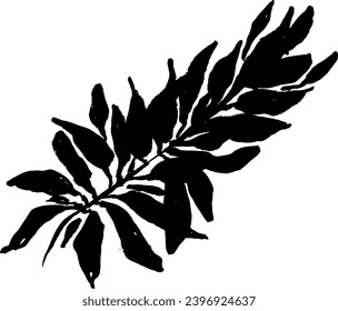 Elemento de silueta de pincel de broche de hoja