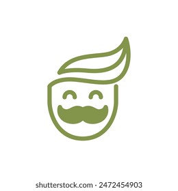 leaf hair mascot cartoon logo design vector