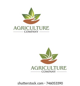 leaf and hand agriculture logo