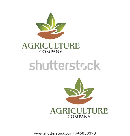 leaf and hand agriculture logo