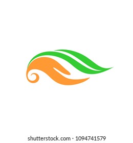 Leaf and Hand Care Eco Concept Logo 