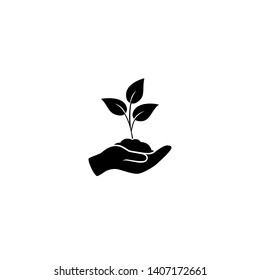 Leaf And Hand, Care Nature Icon Vector