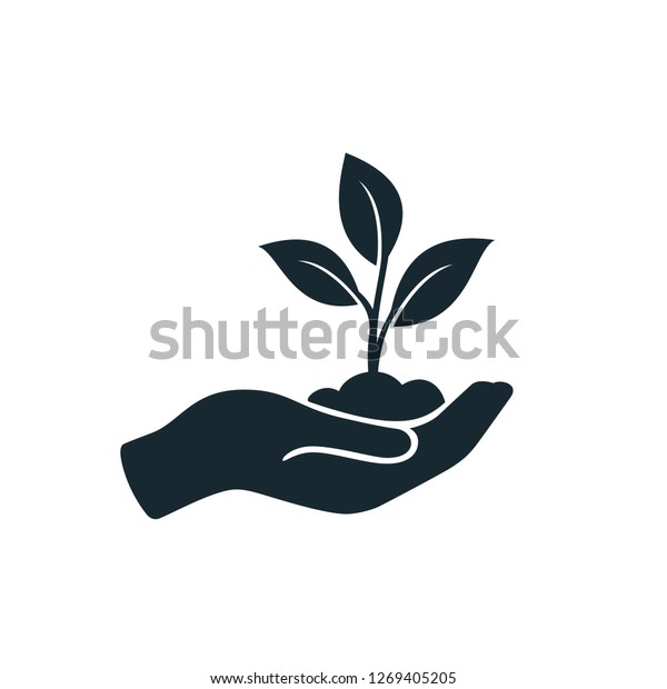 Leaf Hand Care Nature Icon Vector Stock Vector Royalty Free