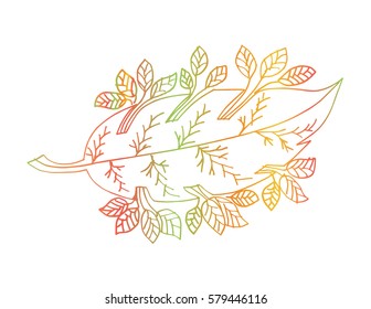 Leaf hand drawing illustration. Decorative style