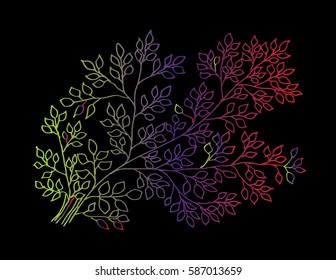 Leaf hand drawing illustration. Decorative style