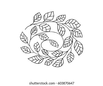 Leaf hand drawing illustration. Decorative style