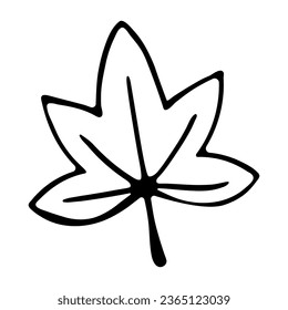 Leaf. Hand drawn doodle isolated on white background. Vector Illustration. EPS10