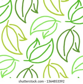 Leaf hand drawn doodle pattern background wallpaper