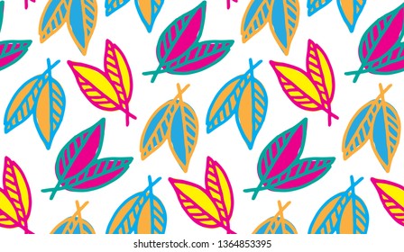 Leaf hand drawn doodle pattern background wallpaper