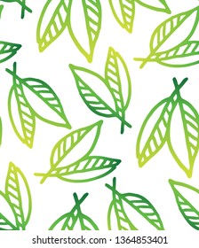 Leaf hand drawn doodle pattern background wallpaper