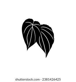 Blatt handgezeichnet Vektorgrafik auf weißem Hintergrund mit schwarzen Linien-Designelementen. exotische sommerliche botanische Illustration.