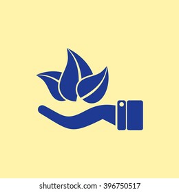 Leaf & Hand, Ecology Icon.
