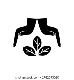 
Blatt- und Handgesten. Veranschaulichung der Naturerhaltung. Naturleben. Flachstil-Design