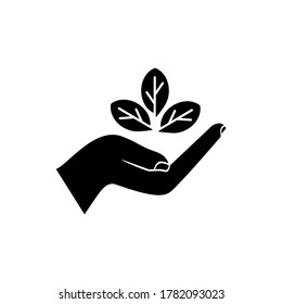 
gestos de hojas y manos. ilustración de la preservación de la naturaleza. vida natural. diseño de estilo plano