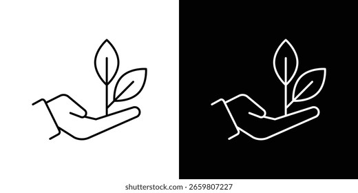 Diseño de icono de hoja en mano. Ilustración vectorial de Elementos gráficos delgados