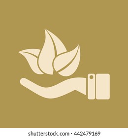 Leaf & Hand Icon. Eps-10.