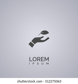 leaf in hand icon. leaf in hand logo
