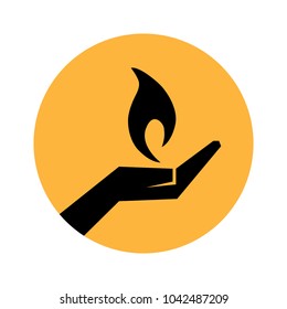 Leaf in hand icon. Leaf in hand logo. Flat design, vector.