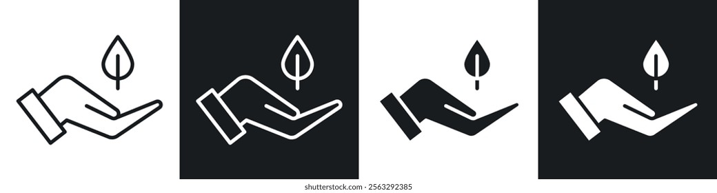 Leaf in hand icon pack for app and website ui designs.