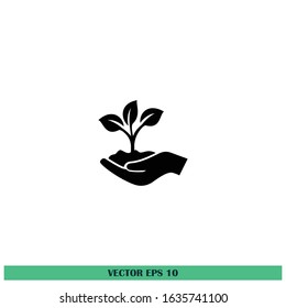 leaf and hand icon save nature symbol design element vector eps10