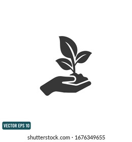 Leaf And Hand Icon Save Nature Symbol Design Element Logo Template Vector Eps 10