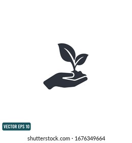 icono de hoja y mano guardar símbolo de naturaleza elemento de diseño logotipo plantilla vectorial eps 10