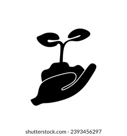 Icono de hoja y mano guardar símbolo de naturaleza diseño de elemento de diseño plantilla de vector