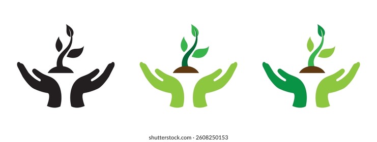 
leaf and hand icon save nature symbol design element logo template vector eps 10
