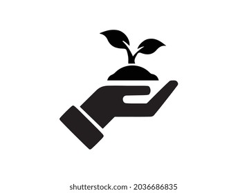 leaf in hand icon. leaf in hand sign