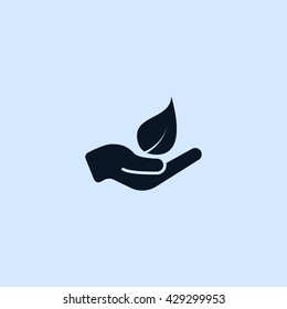 leaf in hand icon. leaf in hand sign