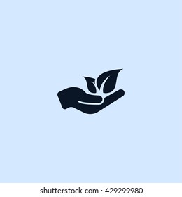 Leaf In Hand Icon. Leaf In Hand Sign